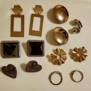 Elegant Gold and Black Jewelry Lot (8 Pieces) Vintage To Now
